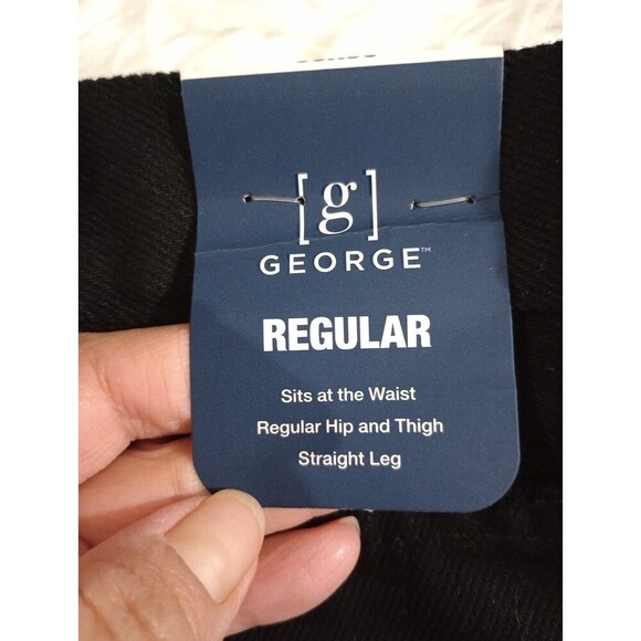 George Big Mens Regular Jeans Black Straight Leg Size 33x30 - Picture 11 of 11